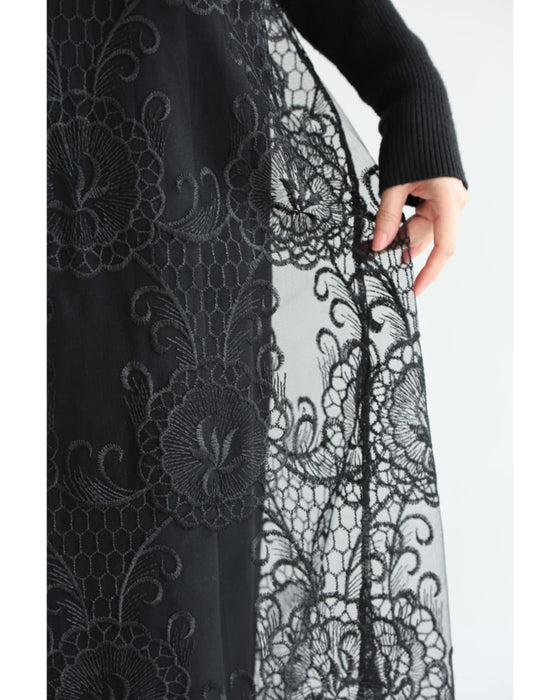 ビジューラインが輝くレースベールミディアムワンピース