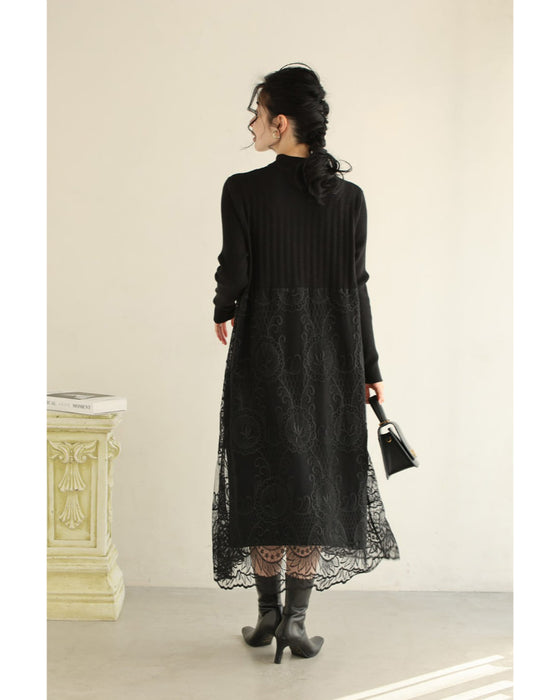 ビジューラインが輝くレースベールミディアムワンピース