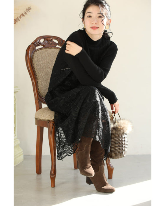 ビジューラインが輝くレースベールミディアムワンピース