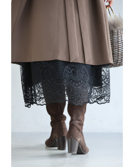 ビジューラインが輝くレースベールミディアムワンピース