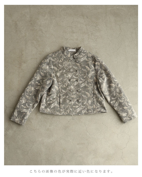 優美な曲線描く花柄ジャガードジャケット