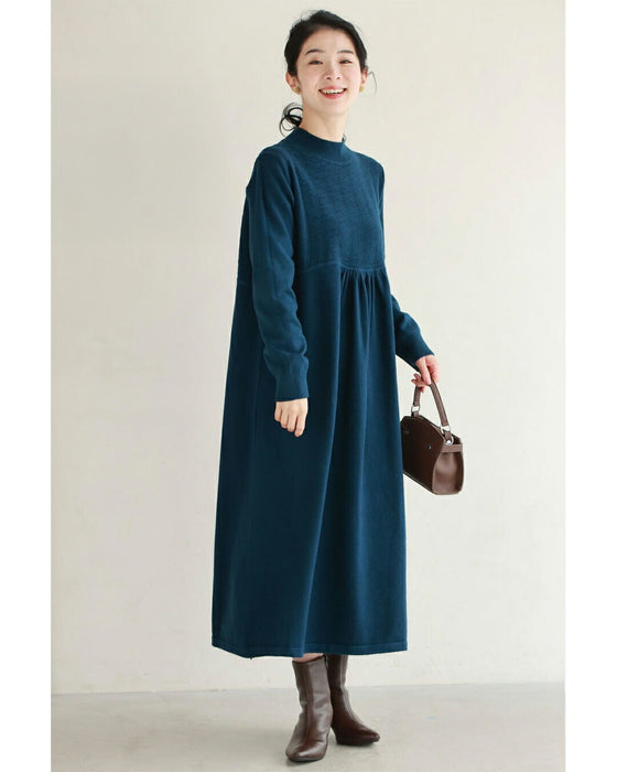 千鳥柄浮かぶウインターカラーニットワンピース