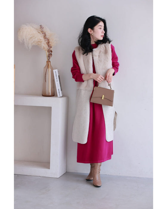 千鳥柄浮かぶウインターカラーニットワンピース