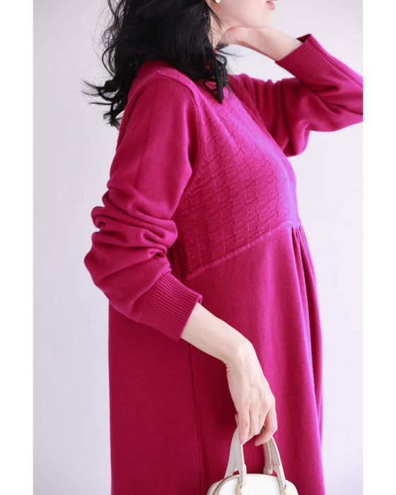 千鳥柄浮かぶウインターカラーニットワンピース