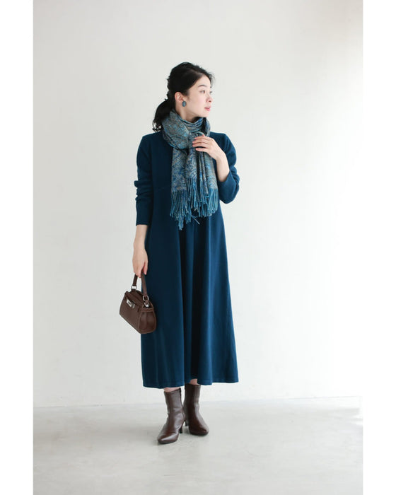 千鳥柄浮かぶウインターカラーニットワンピース