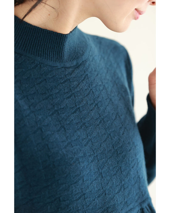 千鳥柄浮かぶウインターカラーニットワンピース