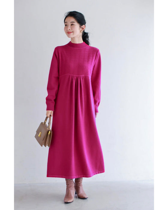 千鳥柄浮かぶウインターカラーニットワンピース