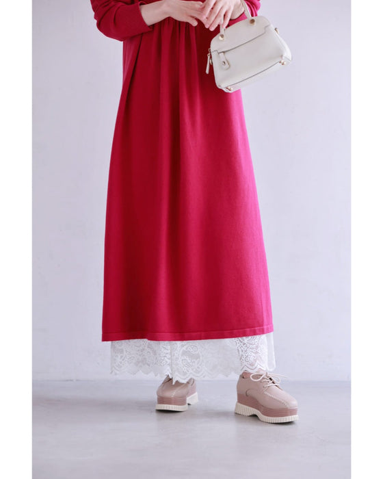 千鳥柄浮かぶウインターカラーニットワンピース