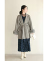 取り外しできるファー袖ウールライクコート（ベルト付き）