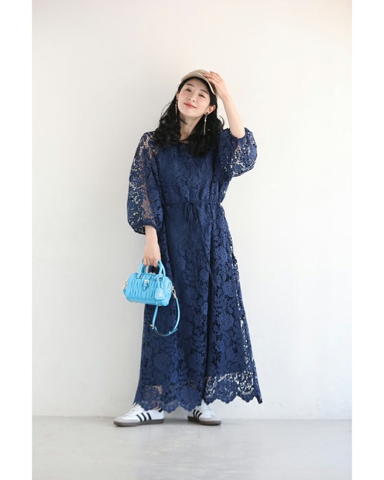 一面に咲く花衣レースロングワンピース（紐ベルト付き） – ONE PEACE