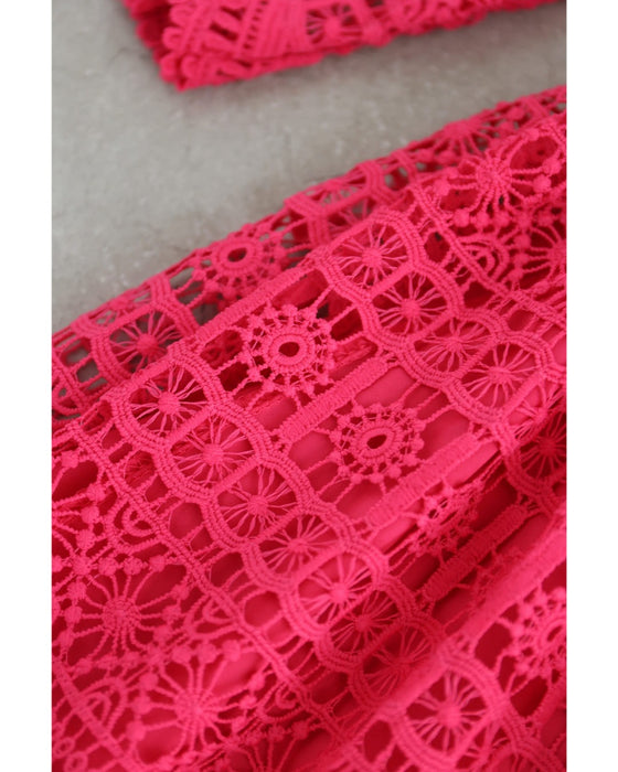 フラワーガーランドの総レースミディアムワンピース（ベルト付き）