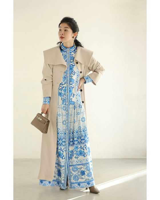 プロヴァンスを旅するロングワンピース（リボン付き）