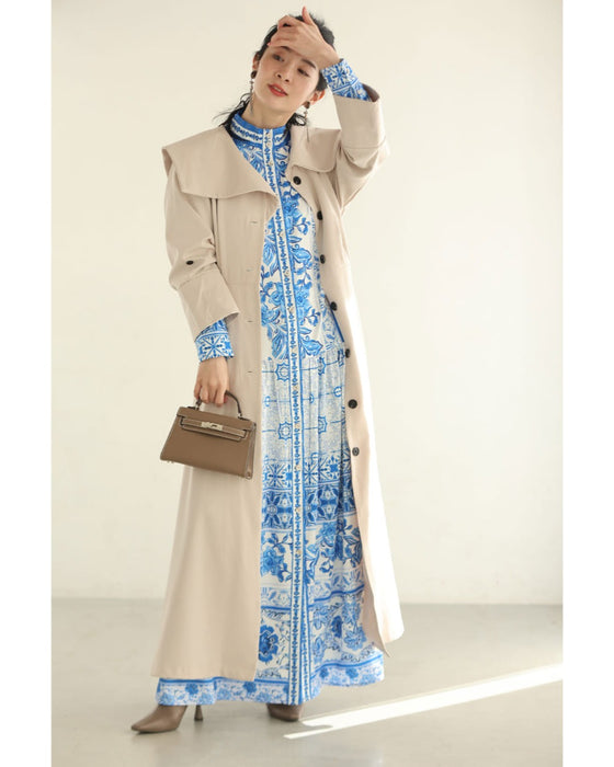 プロヴァンスを旅するロングワンピース（リボン付き）