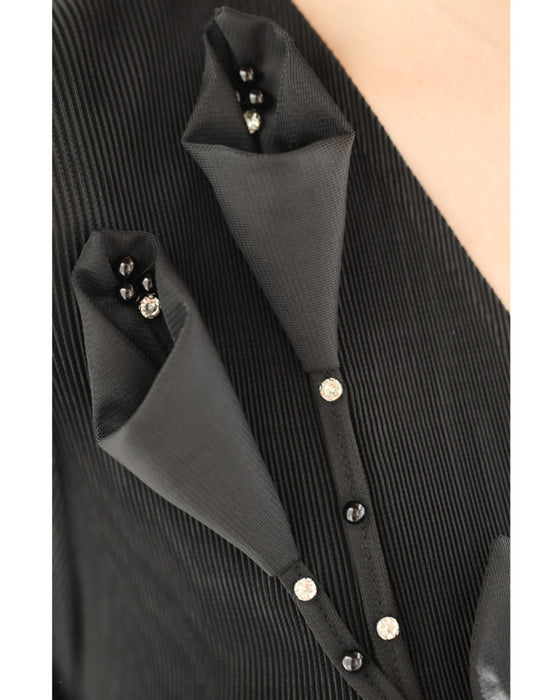 ビジュー花カシュクールのプリーツミディアムワンピース