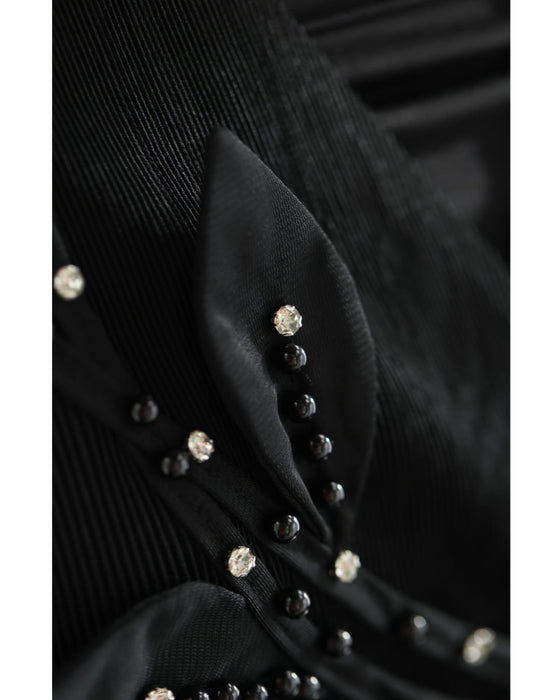 ビジュー花カシュクールのプリーツミディアムワンピース