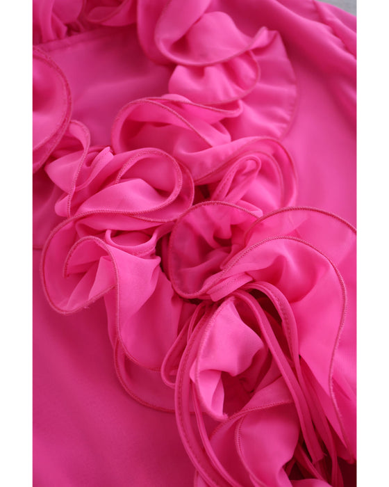 リボンを結ぶフロントの花びらフリルブラウストップス