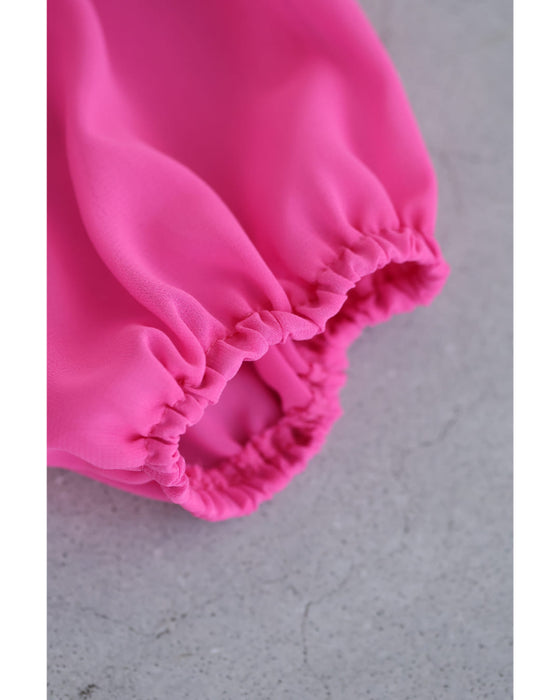 リボンを結ぶフロントの花びらフリルブラウストップス