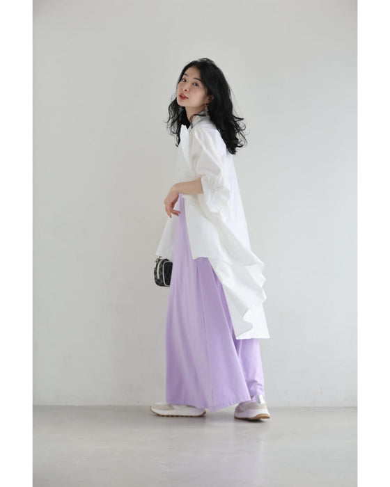 ロゼット風の花咲くフィッシュテールシャツトップス