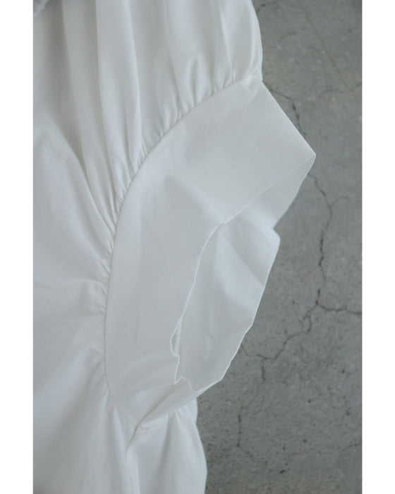 ロゼット風の花咲くフィッシュテールシャツトップス