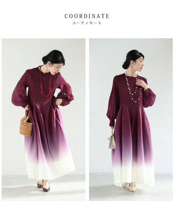 ふんわりシルエットのオーキッドロングワンピース