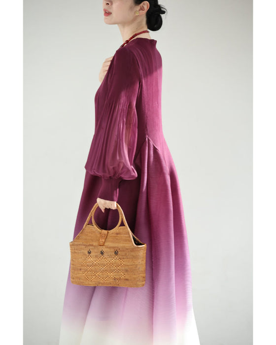 ふんわりシルエットのオーキッドロングワンピース