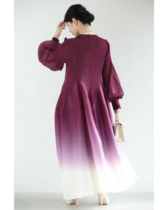 ふんわりシルエットのオーキッドロングワンピース