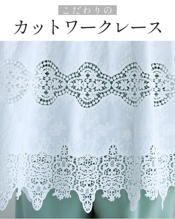 大人の後ろレースシャツ