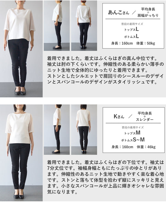 スパンコールの花咲くニットミディアムワンピース