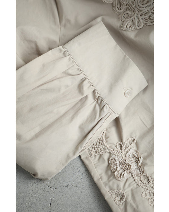 レリーフレースと刺繍浮かぶシャツトップス