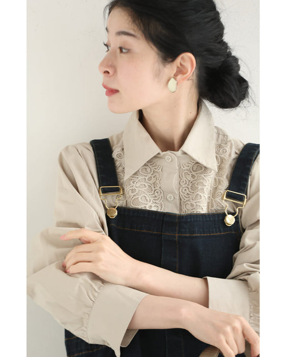 レリーフレースと刺繍浮かぶシャツトップス