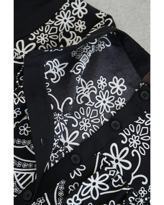 装飾柄ティアードミディアムワンピース（紐リボン付き）