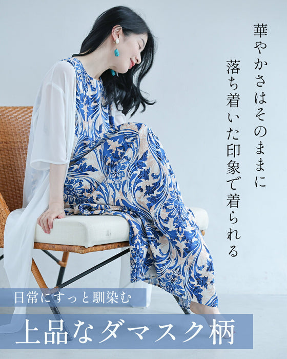 一枚で華やぐ ダマスク柄ワンピース