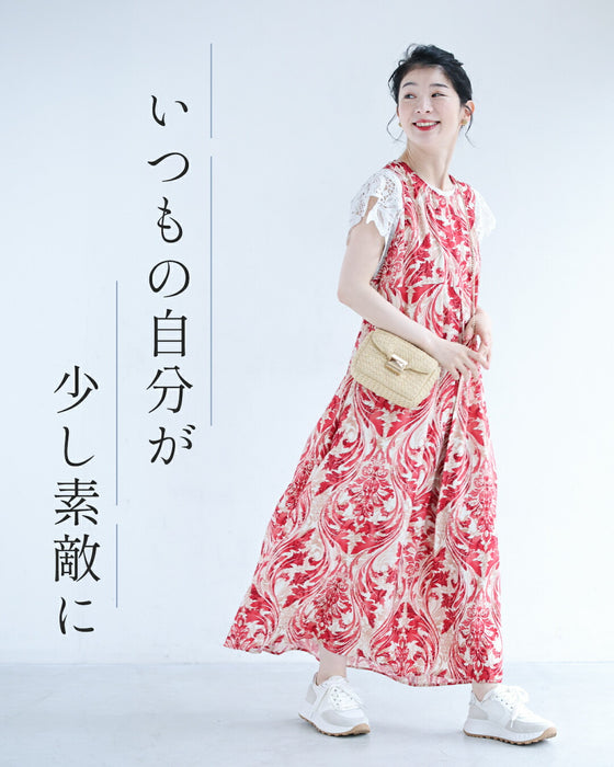 一枚で華やぐ ダマスク柄ワンピース