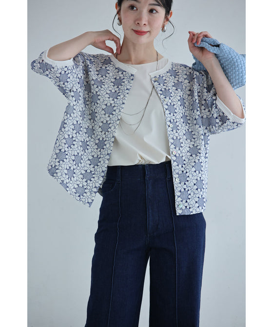 花紡ぎサークルのパンチングシャツトップス