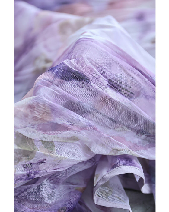幻想的な花画クリンクルベールロングスカート