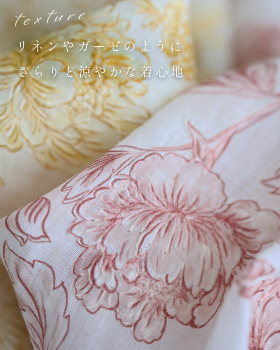 縁取り刺繍のエレガントな花柄ブラウストップス