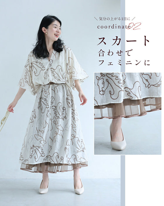 アートに描く 馬柄ワンピース