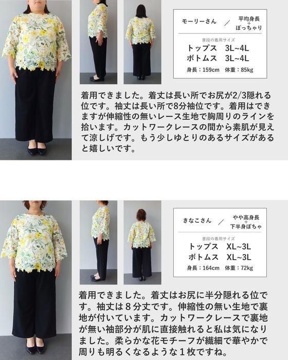 オーロラビジュー煌めく花柄カッティングレースブラウストップス