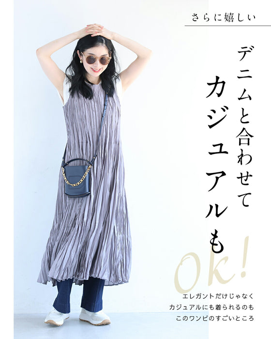 アイロン不要 超伸縮プリーツワンピース