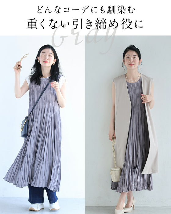 アイロン不要 超伸縮プリーツワンピース