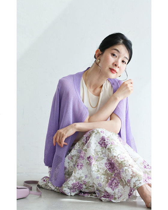 カッティングレースに浮かぶ優美な花のロングスカート