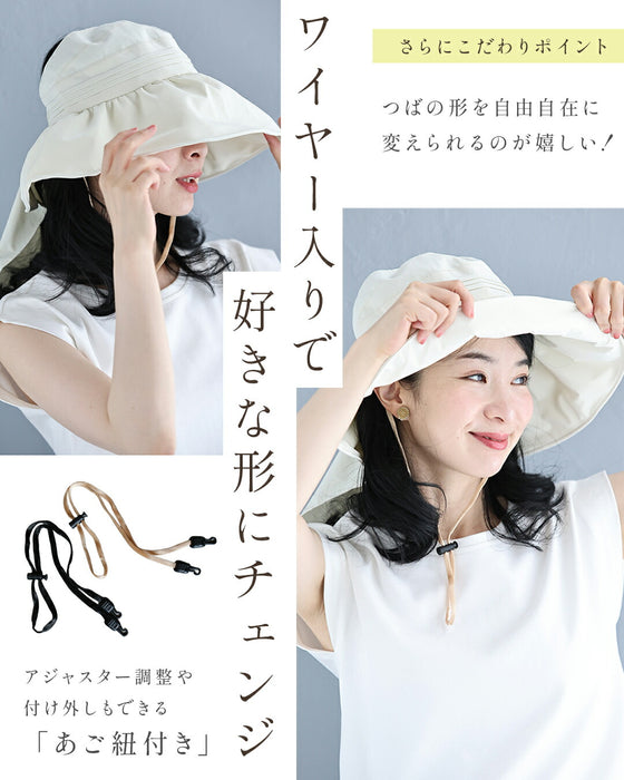 2wayな後ろ首ガードの日除け帽子（紐付き）