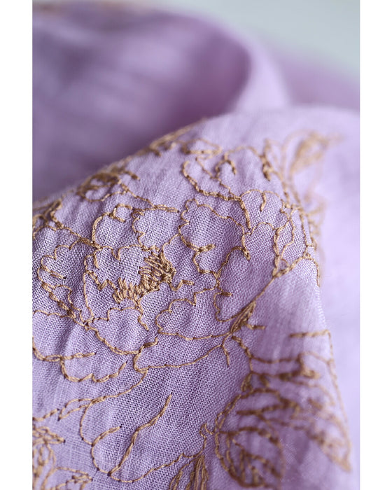 ふんわり柔らかなブーケ刺繍ロングワンピース