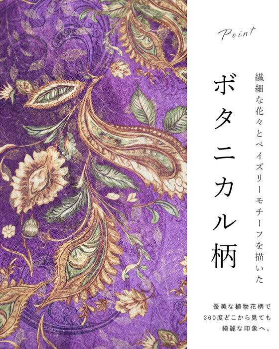 リボン揺れる優美な植物画シフォンブラウストップス