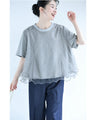波うつ2重チュールのベールTシャツトップス