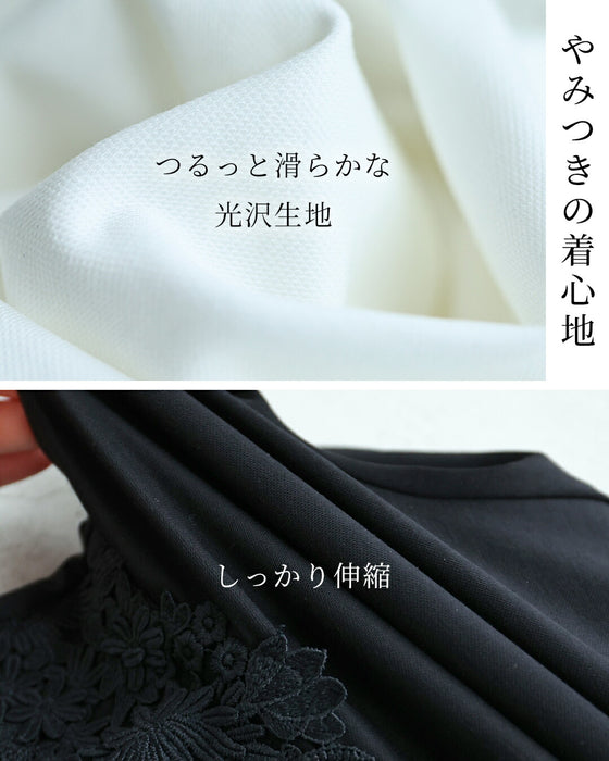 花のスクエアレースのタックTシャツトップス