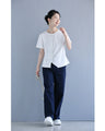 花のスクエアレースのタックTシャツトップス