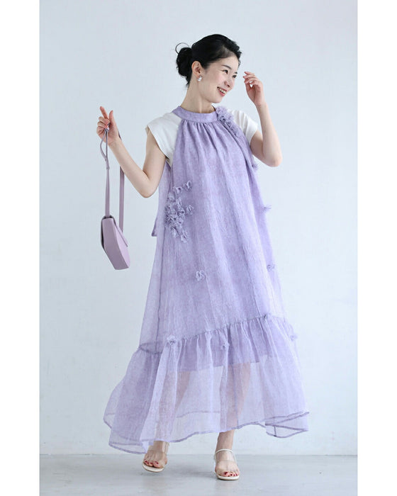 季節を彩る紫陽花ロングワンピース