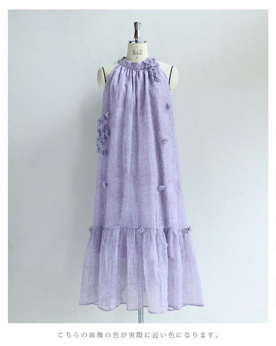 季節を彩る紫陽花ロングワンピース