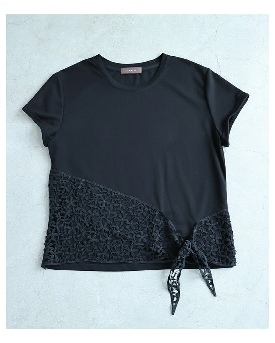 結ぶレース裾Tシャツトップス